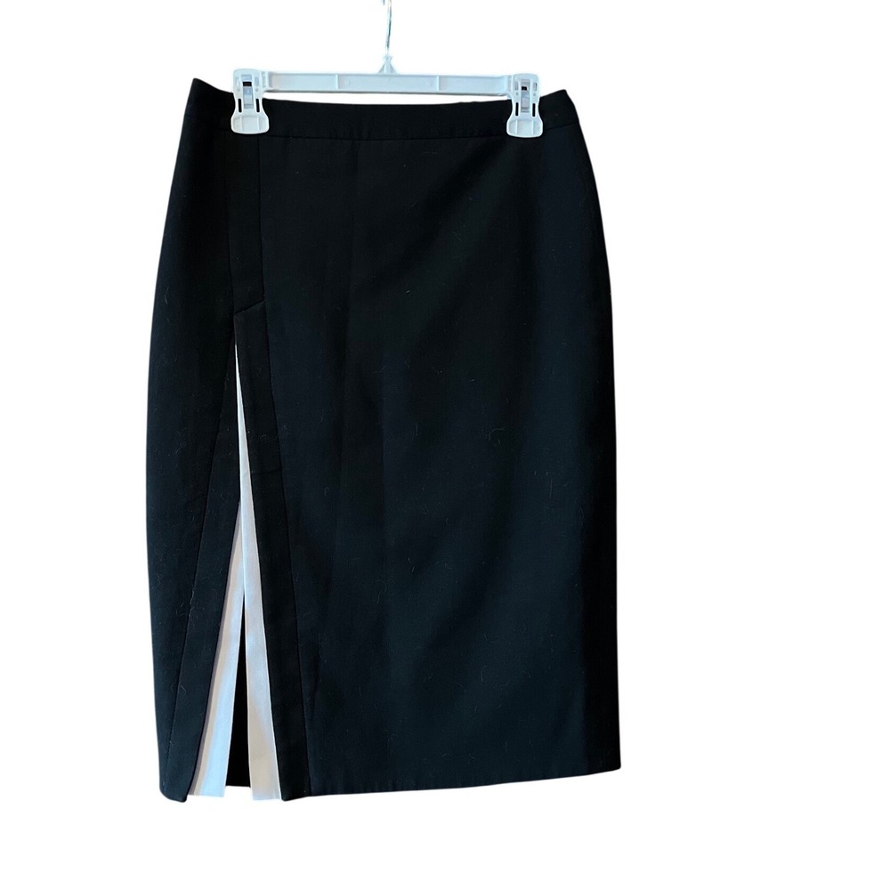 BCBGMAXAZRIA Black Grayce Pencil Skirt Side‎ Slit Zip Detail Size 4 EUC
